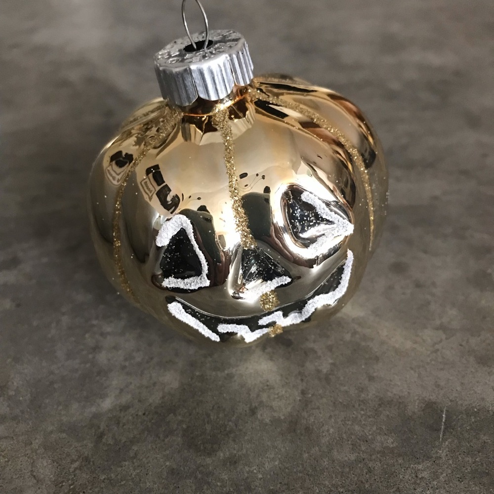Shiny Brite Christopher Radko Ornaments Halloween Silver Gold Skull Pumpkins - Picture 3 of 12